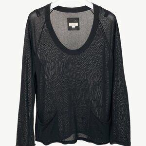 Annette Gortz SS10 Orio Black Viscose & Cotton Pocket Sweater